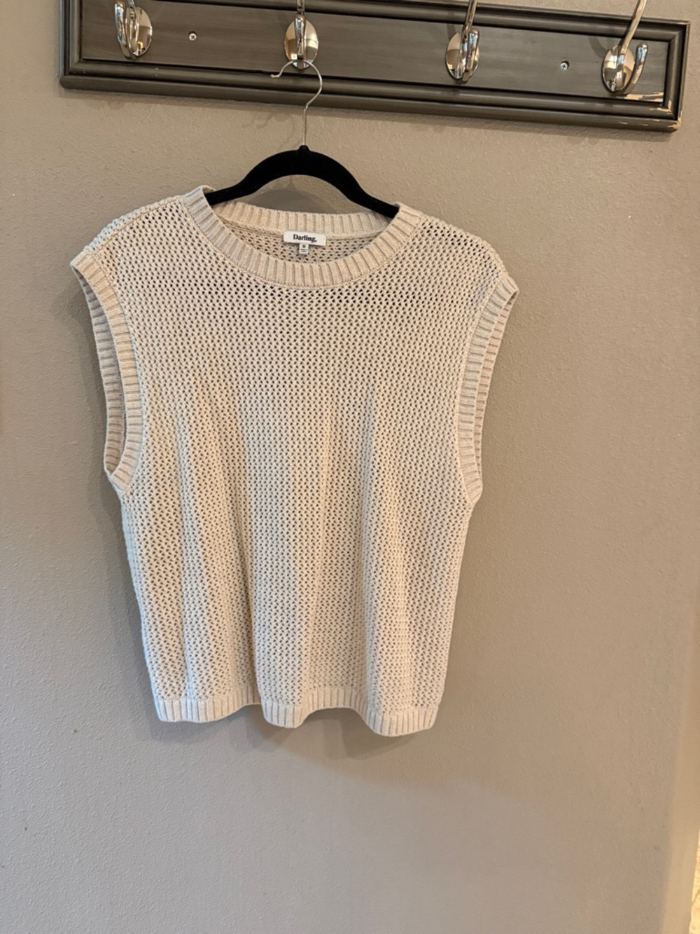 Darling Sleeveless Open-Knit Vest in Cream